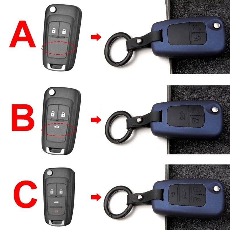 Anahtar Kılıfı Kabı Lüx Deri Anahtarlıkiçinde Ful Set Opel Chevrolet Mavi - 2