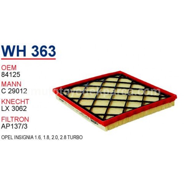 834125 WUNDER Hava Filtresi Insignia1.6 - 1.8 - 2.0 - 2.8 Turbo