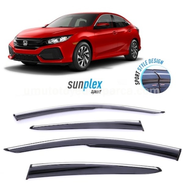 Honda Civic 2016-2019 Cam Rüzgarlığı Kromlu Sunplex