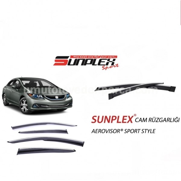 Honda Civic 2012-2016 Cam Rüzgarlığı Kromlu Sunplex