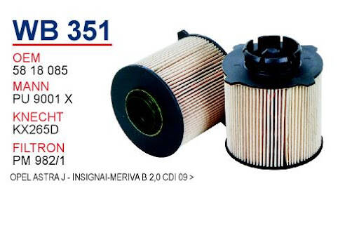 Mazot Filtresi Cruze 2.0 Astra J İnsignia 2.0 Dizel Wunder WB351 - 1