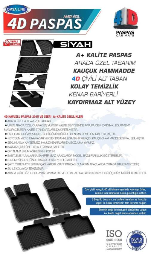 Volkswagen Jetta 6 4D Paspas Siyah Omsa 2012- - 3